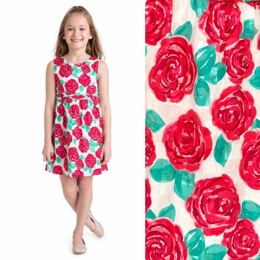 Vineyard Vines Girls "Run for the Roses" Kentucky Derby Silk Blend Dress, Size 7